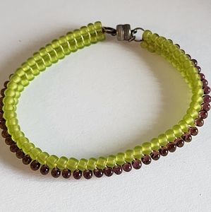 Green & Brown Beaded Bracelet with Magnetic Clasp